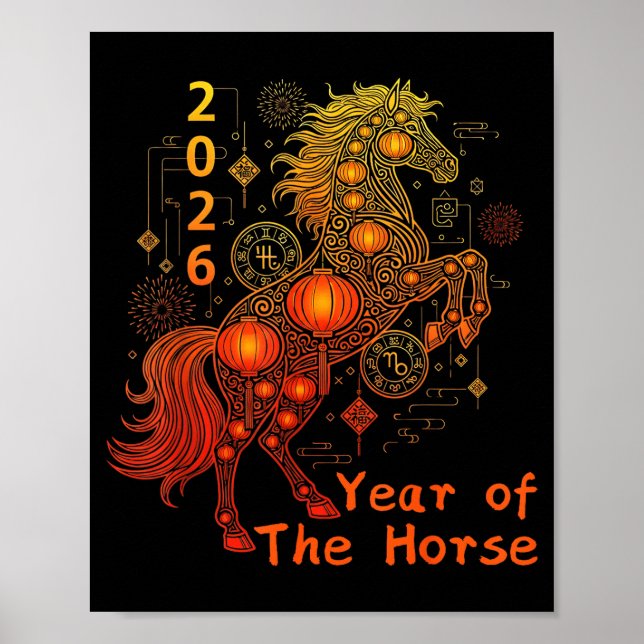 Poster Year Of The Horse Happy Chinese Lunar New Year 202 (Frente)