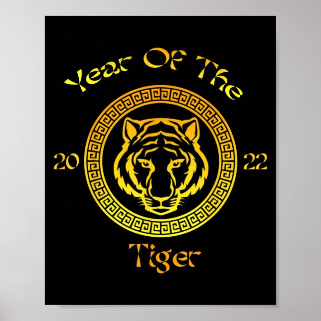 Poster Year Of The Tiger 2022 Circular Asian Chinese New  (Frente)