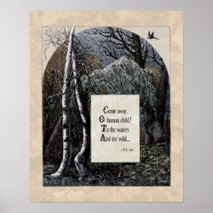 Poster Yeats "The Stolen Child" Poema de Arte Vitoriano 1