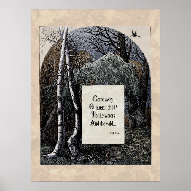 Poster Yeats "The Stolen Child" Poema de Arte Vitoriano 1 (Frente)