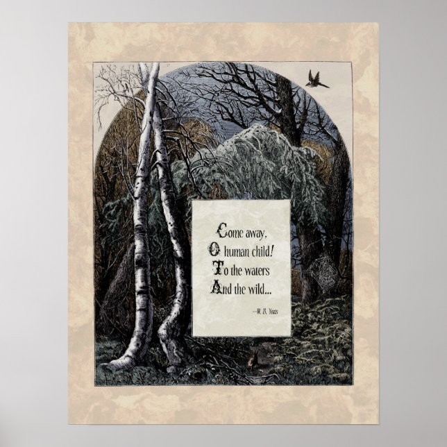 Poster Yeats "The Stolen Child" Victorian Art Poem 17x22 (Frente)