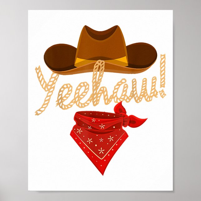 Poster Yeehaw Western Country Howdy Southern Cowboy Yeh H (Frente)