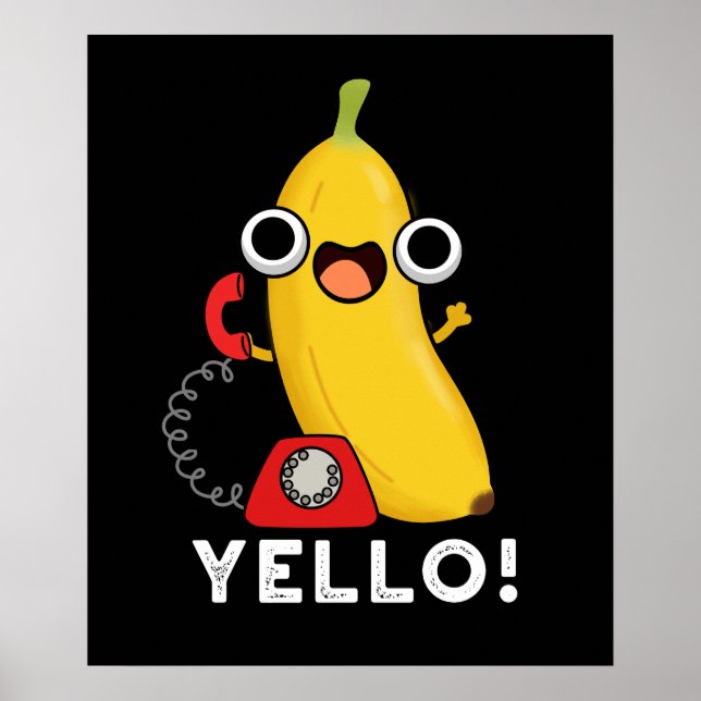 Poster Yello Funny Fruta Amarelo Banana Pun Dark BG (Frente)