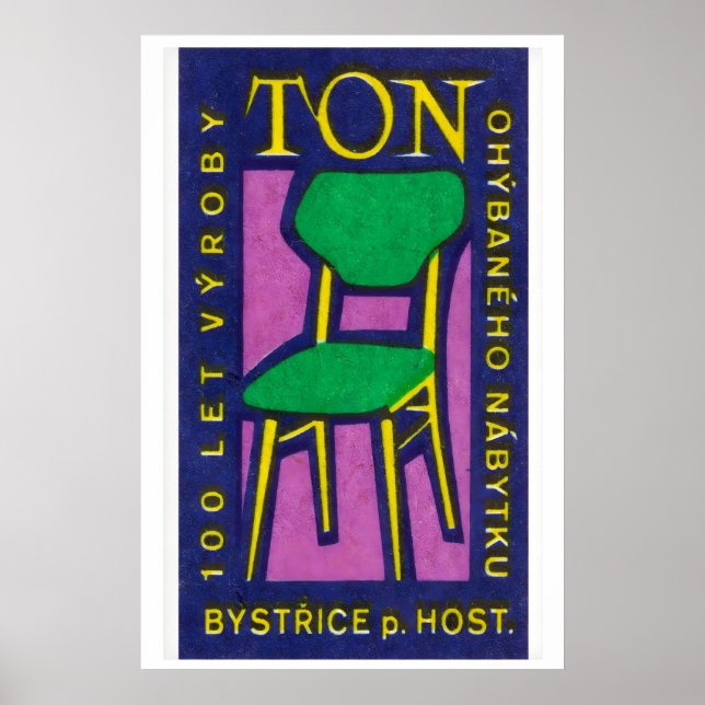 Poster Yellow Green Chair - Matchbox Print - Czech Wall (Frente)