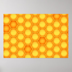 Pôster Yellow Honeycomb Pattern