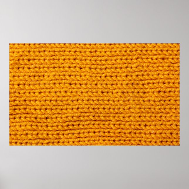 Poster Yellow knitted wool texture background pattern wit (Frente)