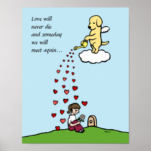 Pôster Yellow Labrador Angel with Love Cartoon