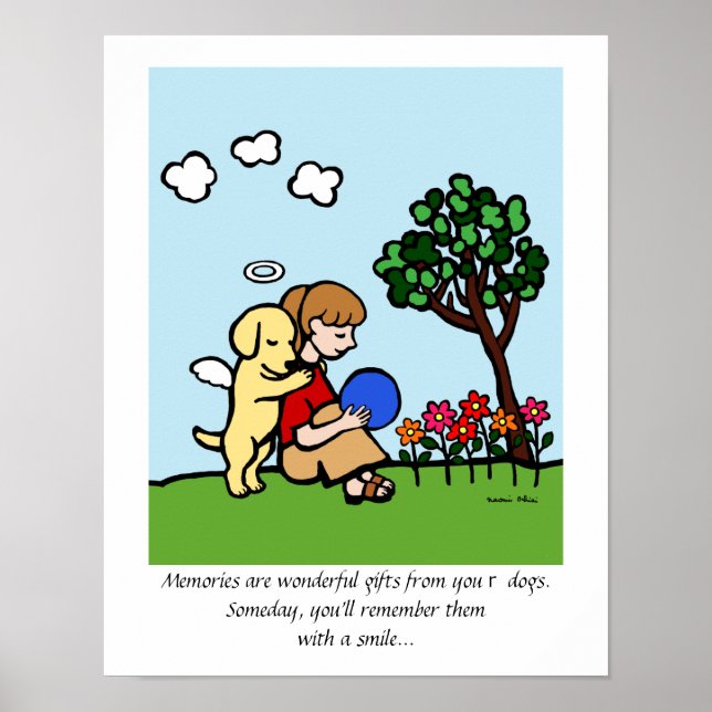 Pôster Yellow Labrador Angel with Love Cartoon (Frente)