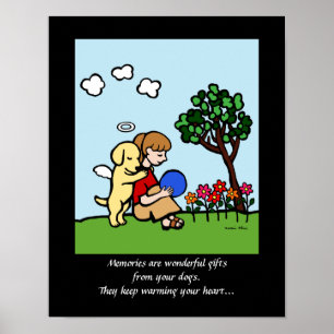Poster Yellow Labrador Angel with Love Cartoon 2