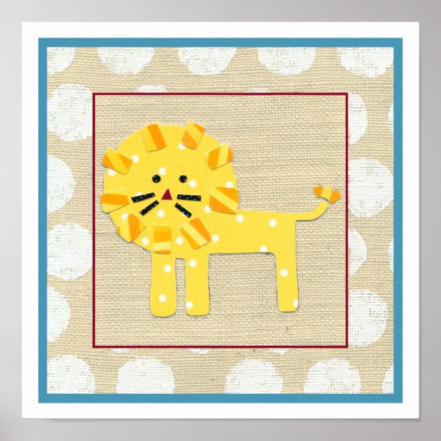 Poster Yellow Lion with White Polka Dots (Frente)