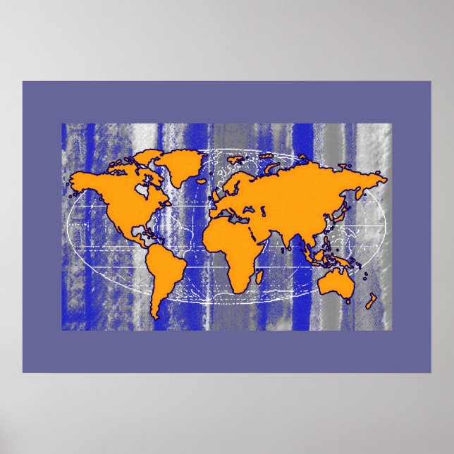 Pôster yellow mapa-mundi print decor wall (Frente)