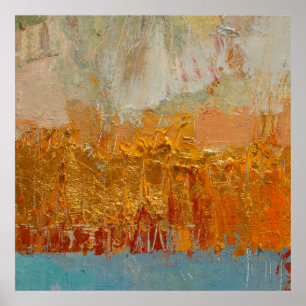 Poster Yellow oil painting on canvas. Original abstract a