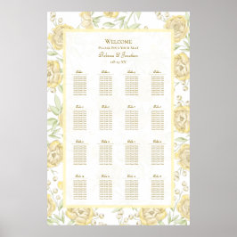 Poster Yellow Rose Wedding Seating Chart