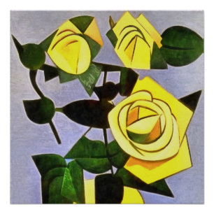 Pôster Yellow Roses From A Friend Geometric Abstract