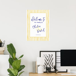 Poster Yellow Stripe Hand Drawn Welcome Wedding 