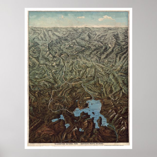 Pôster Yellowstone do Pacífico norte 1895 (Frente)