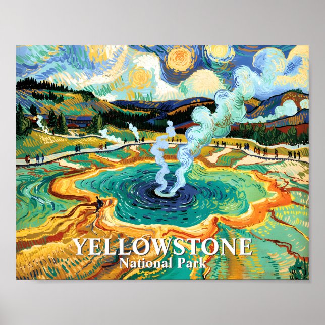 Poster Yellowstone Grand Prismatic Spring Van Gogh Custom (Frente)