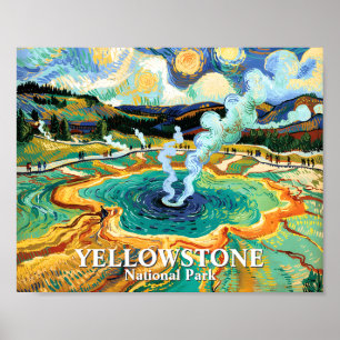 Poster Yellowstone Grand Prismatic Spring Van Gogh Person