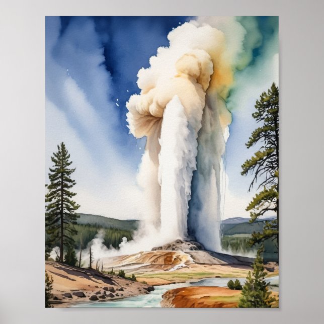 Poster Yellowstone National Park Antiga Arte Fiel (Frente)