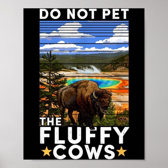 Poster Yellowstone National Park Bison Do Not Pet The Flu (Frente)
