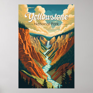 Poster Yellowstone National Park Grand Canyon Retro Art