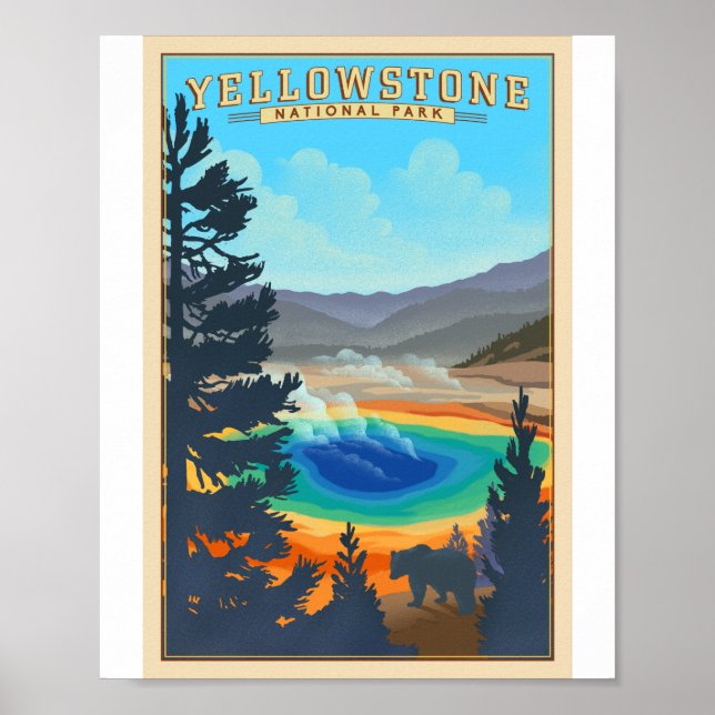 Poster Yellowstone National Park Litho Trabalho de arte P (Frente)