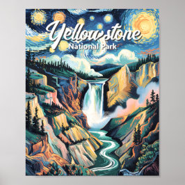 Poster Yellowstone National Park Lower Falls Vibrant