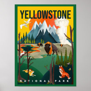 Poster Yellowstone National Park Summer Road TriArt