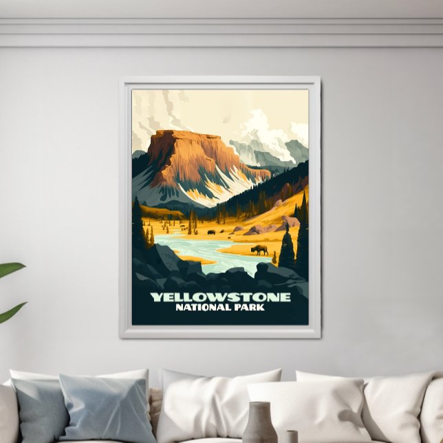 Poster Yellowstone National Park Wyoming Mounties Retro (Criador carregado)