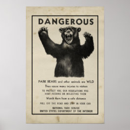 Poster Yellowstone Park 1959 - Urso Perigoso