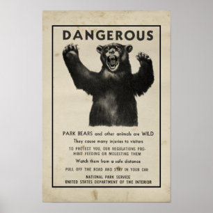 Poster Yellowstone Park 1959 - Urso Perigoso