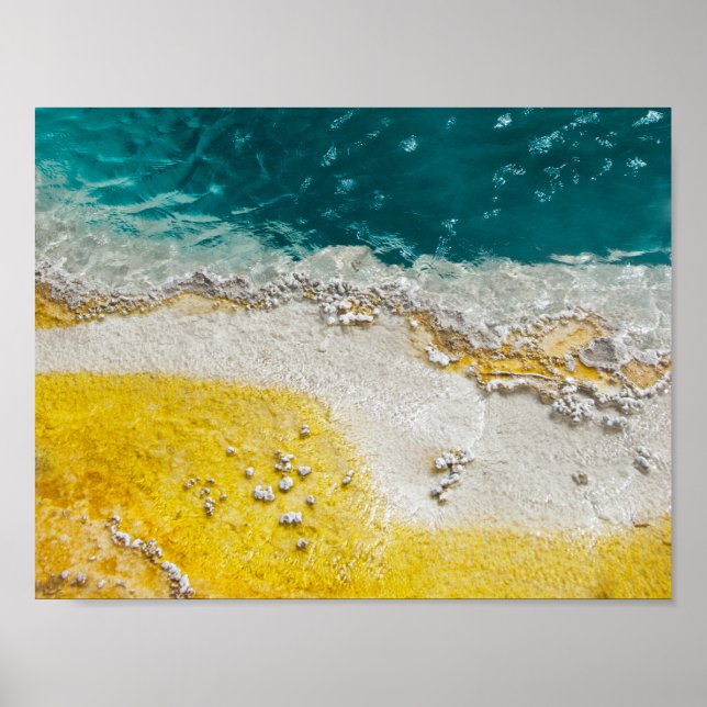 Pôster Yellowstone Park Abstract in Teal and Yellow (Frente)