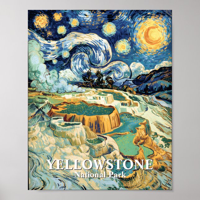 Poster Yellowstone Winter Mammoth Hot Springs Van Gogh (Frente)