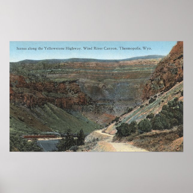 Poster Yellowstone, WY - Yellowstone Highway and Wind (Frente)