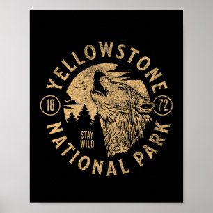 Poster Yellowstone Wyoming Wolf Nature Hike ao ar livre V