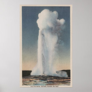 Pôster Yellowstone, WYView da entrada em erupção fiel