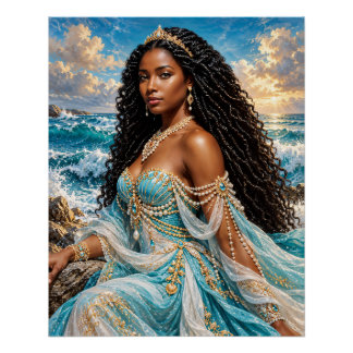 Pôster Yemaya Orisha - Arte da Deusa Africana da Água