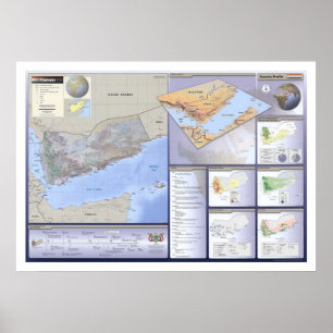 Pôster Yemen detalhou o mapa - 2002