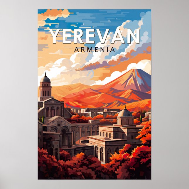 Poster Yerevan Armênia Viagem Arte Vintage (Frente)