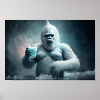 Poster Yeti é coquetel bebendo