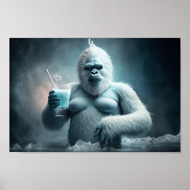 Poster Yeti é coquetel bebendo (Frente)