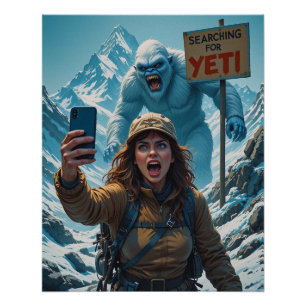 Pôster Yeti Pé Grande Sasquatch Selfie Monte Everest