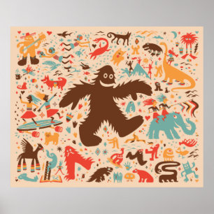 Pôster Yeti Romp Adventure Kids Print