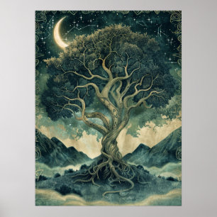 Poster Yggdrasil Norse Samhain Halloween Nórdico