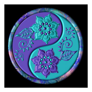 Pôster Yin Yang Azul e Roxo