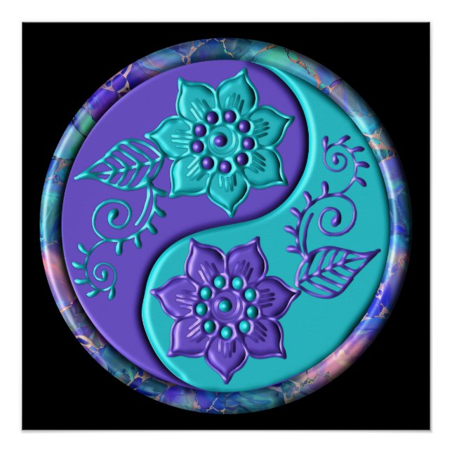 Pôster Yin Yang Azul e Roxo (Frente)
