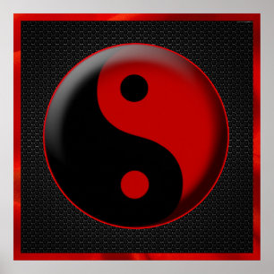 PÔSTER YIN YANG BLACK RED 3D