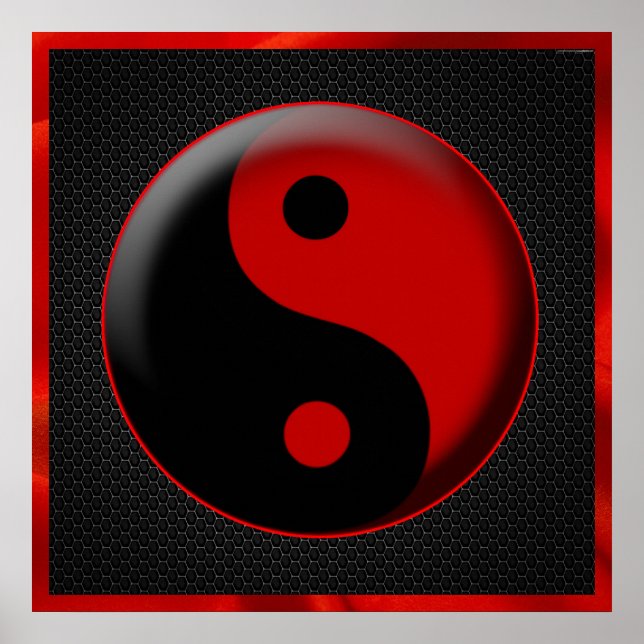 PÔSTER YIN YANG BLACK RED 3D (Frente)