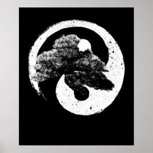 Poster Yin Yang Bonsai Tree Budista Zen Japonês