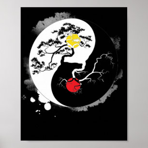 Poster Yin Yang Bonsai Tree Japonês Budista Zen